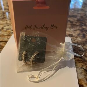 Gold-tone Hoop cz Earrings.